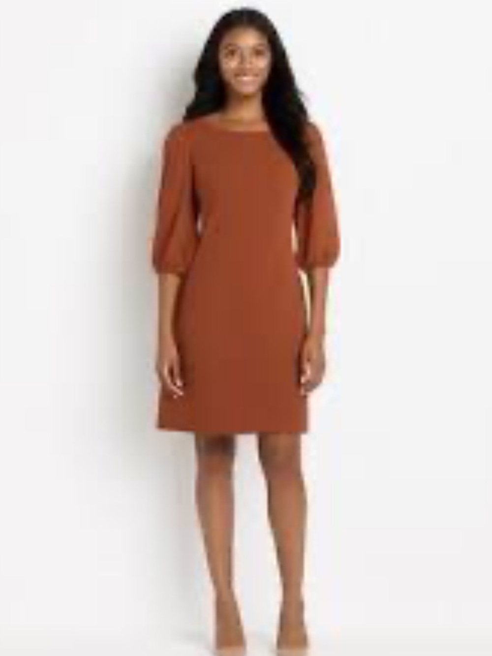 Preston & York Women's Debra Rust Puff-Sleeve Shift Dress Size 6